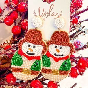 Snowman Beaded Earrings   